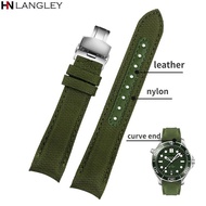 Curve End Nylon Watch Strap 20mm 22mm Band  for Omega Planet Ocean Seamaster 300 Speedmaster for SEIKO with Butterfly Buckle