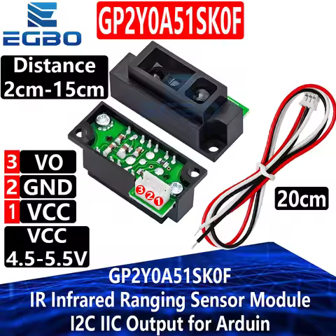 GP2Y0A51SK0F IR Infrared Ranging Sensor Module 2-15cm Distance Measuring High Precision 5V I2C IIC O