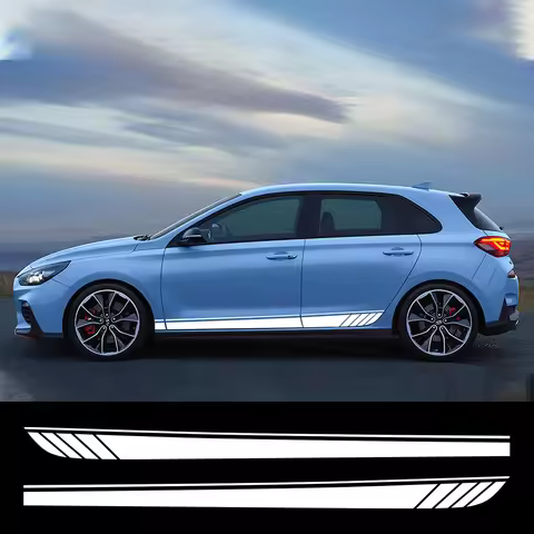 2PCS Car Side Door Stickers For Hyundai i30 I30N N-Line GDI MK3 Racing Stripe Style Vinyl Decor Deca