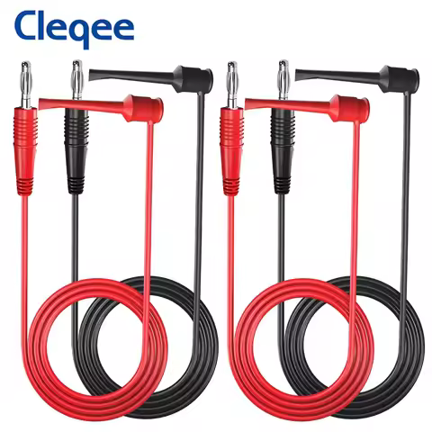 Cleqee P1039 4mm Banana Plug to Test Hook Clip Test Lead Kit Mini-grabber Cable for Multimeter Elect