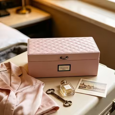 Gucci’s bag Pink Floral Vintage Storage Box, Large Capacity Case For Jewelry & Cosmetics, Sweet Eleg