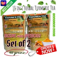 Set of 2 - Best Seller Nature's Tea Turmeric Tea 18 in 1 Powder Tea 400 grams 100% Organic Herbal Tea Natural Luyang Dilaw Tagalog Ginger Salabat Antioxidant Boost Immune System Supplement Chaa Detoxifying Tsaa Halamang Gamot Organic Dahon COD [hyam]