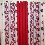 CA55Y - Monstera Red Mid Sold Per Pc Or 3in1 Set Ring Curtain ( 5 ft- 152cm To 7ft - 213cm )