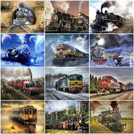 AZQSD Paint By Number Canvas Painting Kits Landscape DIY Unframe Coloring By Numbers Train Acrylic P