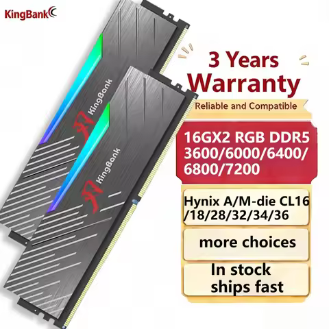 Original Kingbank RAM RGB DDR4/5 16GBX2 3600/6000/6400/6800/7200MHZ CL16/18/28/32/34/36 A/M-die XMP 