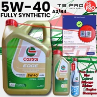 Castrol Edge 5W40 5W-40 Engine Oil (4L) + (1L) + Free TS Pro Mileage Sticker + Castrol engine Shampo