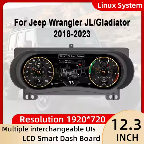 12.3'' full HD LCD Digital Instrument Cluster For Jeep Wrangler JL/Gladiator 2018-2023,Speedometer,D