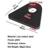 20 Pcs Weld on Tabs, 1-7/8" Height, 2-1/4" Wide, 1/2" Bolt Hole, 3/16" Thick, Flat Bottom Shock Tabs