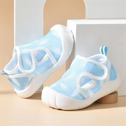 Summer Infant Toddler Girls Boys Shoes Sandals Flat Bottom Blue Cloud Mesh Baby Shoes 0-12 Months So