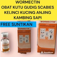 wormectin injeksi 2ml obat gatal kutu gudik kelinci anjing kucing ampuh scabies ivermectin budug