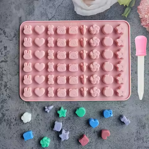 Gummy Bear Molds,Candy Molds,Fondant Chocolate Candy Silicone Mold,With 1 Droppers, Including Rabbit
