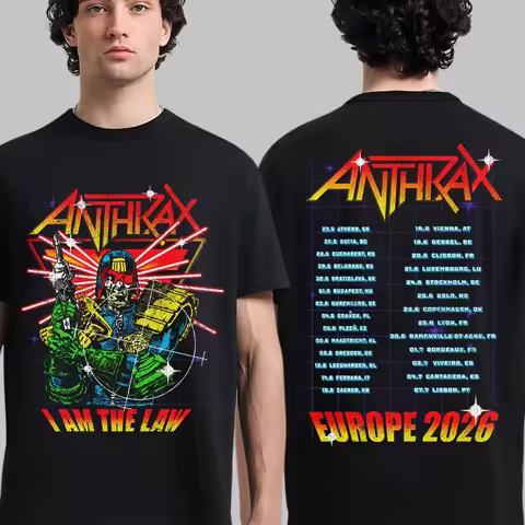 Anthrax Europe 2026 Tour Merch I Am The Law Cyber Judge New T shirt 100%Cotton Unisex Men‘s Women's 