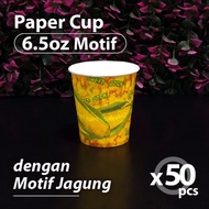 Pak isi 50 pcs - Paper Cup 6.5oz Motif Jagung - Food Grade - Jasuke