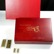High-Quality Solid Wood Box 12 Zodiac 500g 1,000g Gold Bar Gold Coin Gold Banknote Gift Box Ready St