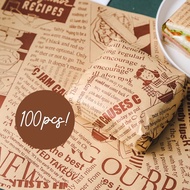 (100pcs) Oil Proof Baking Paper Sheets Wrap Wrapper for Sandwich, Baguette, Bread, Toast, Burger Foo