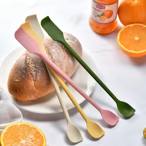 Mini Silicone Scraper Double End Two in One Spatula Jam Bottle Jam Spatula Household Double Headed S