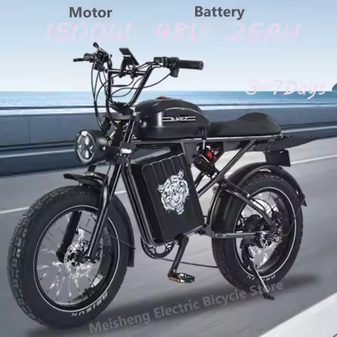 Ebike AKEZ S2 Electric Beach Bicycle, Fat Tire, Full Suspension, Cross Hybrid Bike, Hub Motor, 20 in