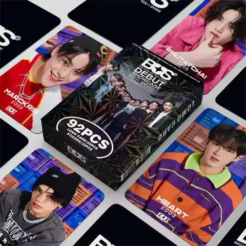 92PCS Thai Boy Group BUS Holographic Photo Cards Set - Male Character Collectible LOMO Card with Bon