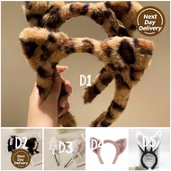 Headband Black Cat Ear Headband with Bell Furry Cat Ear Headband for Woman Rabbit Headband Adult
