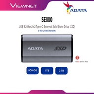 ADATA SE880 USB 3.2 Gen2x2 Type-C External SSD Up to 2000 MB/s (500GB/1TB/2TB) - Titanium Gray (Supp