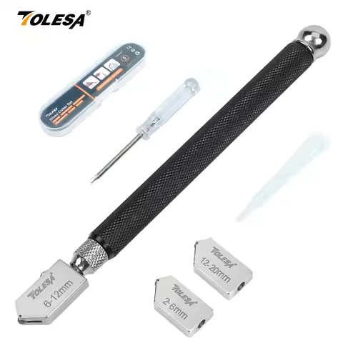 TOLESA Glass Cutter 2mm-20mm Kits, Glass Cutting Tool with Aotomatic Oil Feed and Box, Glass Cutter 