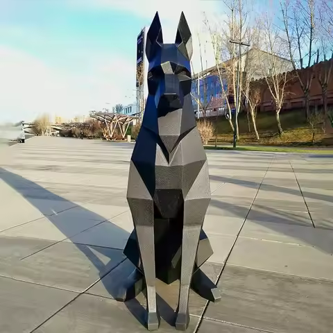100cm/68cm High Black Doberman Dog 3D Animal Sculpture Doberman Papercraft Bedroom Living Room Handm