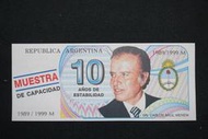 阿根廷地方鈔1999年10元全新超低價