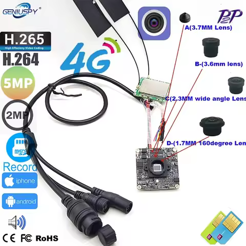 Camhipro DIY Audio Video 5MP IMX335 1920P Imx307 2MP Wireless MINI 4G Covert 5MP 3G 4G SIM Lte IP Ca