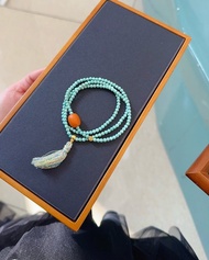 3mm天然原礦綠松石 老蠟棗珠設計多圈手串項鍊