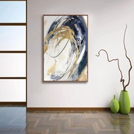 Gold Wall Decor Living Room Abstract Wall Art Blue Paintings Bedroom Aesthetic Frame Wall Decoration
