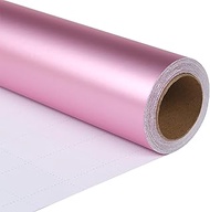 ZINTBIAL Metallic Pink Wrapping Paper Roll with Cut Lines - Solid Pink Holiday Gift Wrap for Hallowe