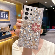 Bling Pearls Pink Flower Phone Case For Samsung Galaxy S25 S24 Ultra S23 S22 S21 S20 Plus Note20 A53