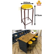 (READY STOCK) 29" Ready-Fixed Stool With Thick Isotop | Wooden Bar Stool | Lab Stool | Bar Chair | B