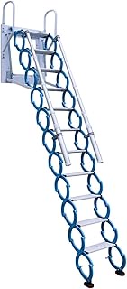 Attic Telescopic Ladder Titanium-Magnesium Alloy Folding Ladder with Armrests Step Ladder Pull Down 
