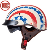 TORC vintage motorcycle helmet vintage summer half helmets with inner visor Sun jet retro capacete casque Moto Cap DOT motor Helmets