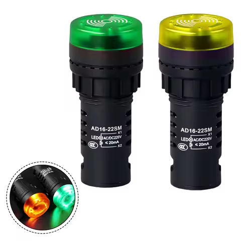 AD16-22SM Sound Light Alarm AC/DC12V 24V 220V Flash Buzzer Red 22MM Signal Light LED Active Buzzer B