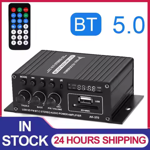AK-370 Bluetooth Digital Amplifier Stereo Audio Amplifier 2.0 Channel Auto Music Subwoofer Speaker 2