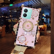 Casing For Vivo Y36 Y 36 VivoY36 4G 5G 2023 Clover Rhinestone Ring Phone Case Protection Fashion Fem