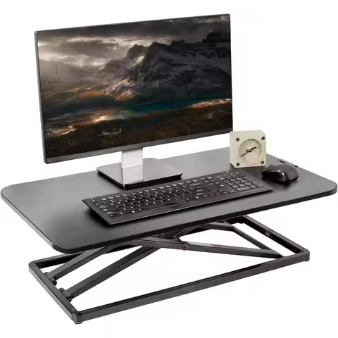 Single Top Height Adjustable 29 inch Standing Desk Converter, Sit Stand Tabletop Monitor and Laptop 