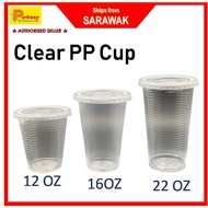 PP CLEAR CUP 12oz / 16oz / 22oz Disposable Plastic Cup With Dome Lid / FLAT LID / Toli Cup / 360 / 5