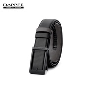 DAPPER เข็มขัดหนังแท้ ปรับสายได้ Diagonal Ratchet Belt with Automatic Buckle สีดำ