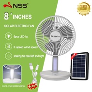 (Free Solar Panel) NSS Solar Electric Fan 14" Rechargeable Solar Fan 12"Solar Fan Electric Fan Promo