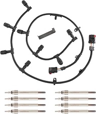 RADHLBNIU Glow Plug Connector Wire Harness with 8pcs Glow Plugs Compatible with F250 F350 F450 E350 