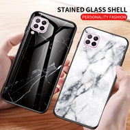 Huawei Nova 7i 2020 Case Marble Pattern Tempered Glass Hard Phone Case Huawei Nova 7i 7 i Nova7i Bac
