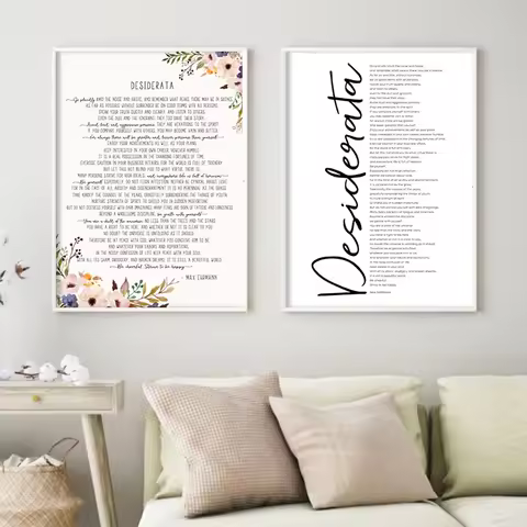 1pc Desiderata Prints Max Ehrmann Poem Art Canvas Painting Inspirational Words Literature Wall Art P