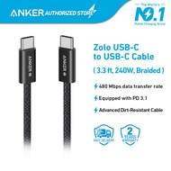 Anker A8060 240W Zolo USB C to USB C Cable, Braided and Dirt-Free Type C Fast Charging Cable, Slim C