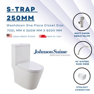 Johnson Suisse One Piece S-Trap 250mm 10 inch Gloss White Washdown WC Water Closet Toilet Bowl Tanda