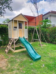 เครื่องเล่นสนามหญ้า กลางแจ้ง สไลเดอร์ บ้านเด็กเล่น ส่งพร้อมติดตั้ง โดยช่างบริษัท Hommey House
