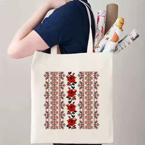 Shopper Shopping Bag Ukraine Patch Shoulder Bag Ladies Reusable Large Capacity White Handbag Casual 
