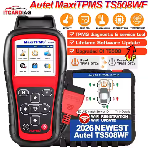 Autel MaxiTPMS TS508WF WiFi TPMS Diagnostic Tool Program MX-sensors Free Update PK TS508 Read/Clear 